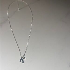 Elegant Silver Initial Necklace K